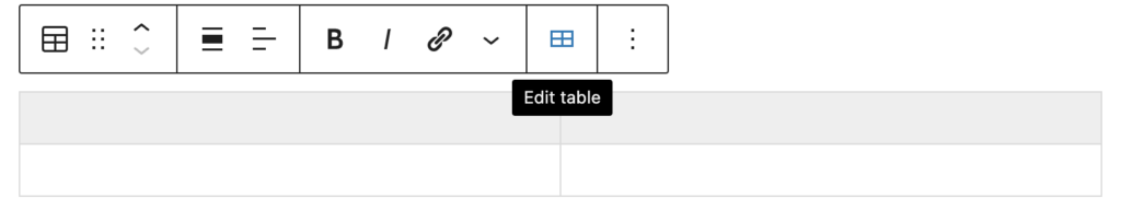 Screenshot of table editor